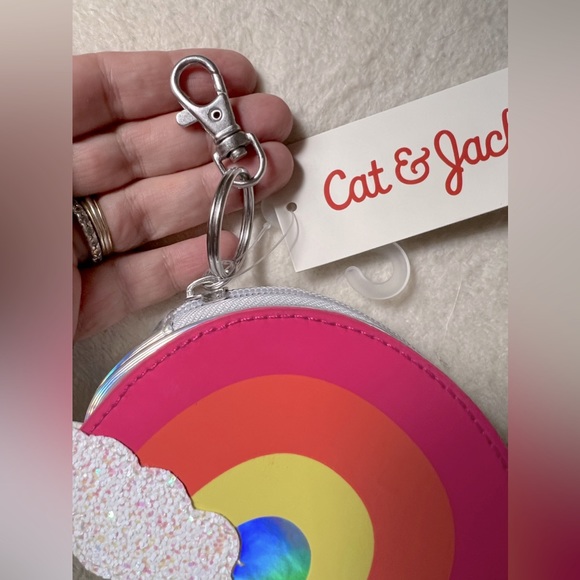 Cat & Jack Accessories - NWT CAT AND JACK RAINBOW CLOUD COIN PURSE  KEYCHAIN